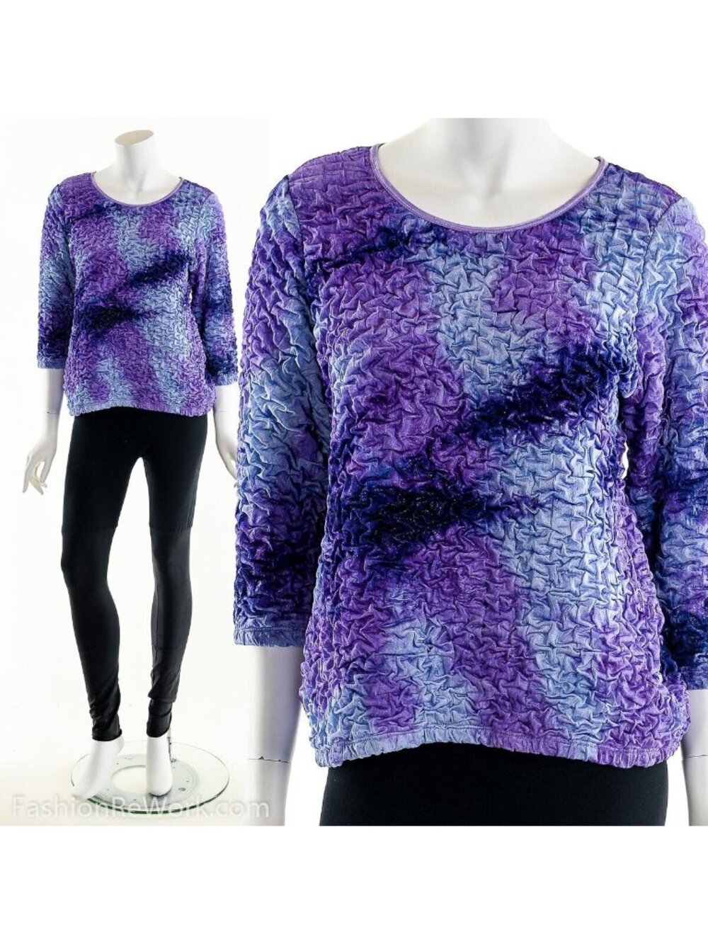 Purple Crush Popcorn Crinkle Top 90s Y2K Plisse Top